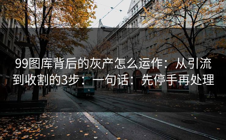 99图库背后的灰产怎么运作：从引流到收割的3步：一句话：先停手再处理