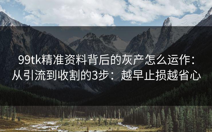 99tk精准资料背后的灰产怎么运作:从引流到收割的3步:越早止损越省心 99tk精准资料背后的灰产怎么运作:从引流到收割的3步:越早止损越省心