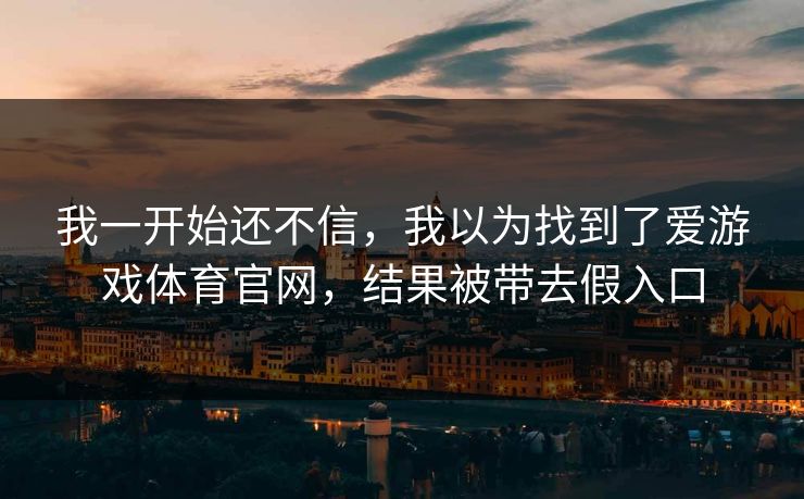 我一开始还不信，我以为找到了爱游戏体育官网，结果被带去假入口
